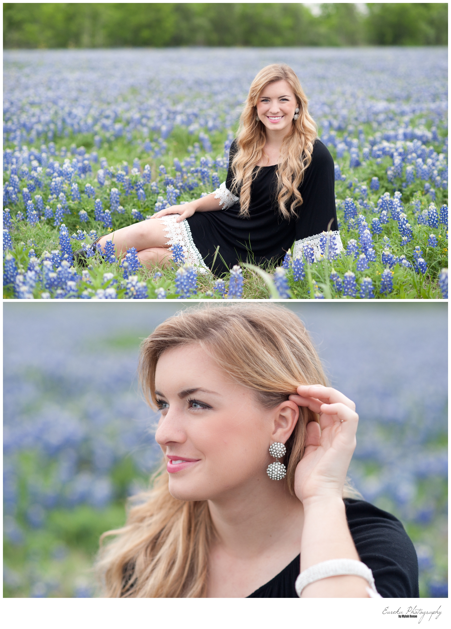 Georgetown Senior Portrait session in a field of bluebonnets