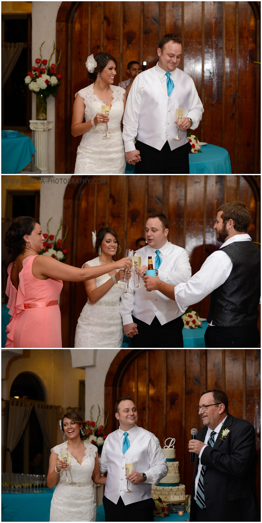 Wedding toasts at Villa Antonia in Austin, Texas