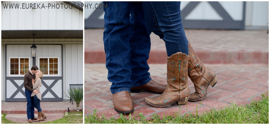 Barn Engagement Session in Wimberley, Texas with cowboy boots
