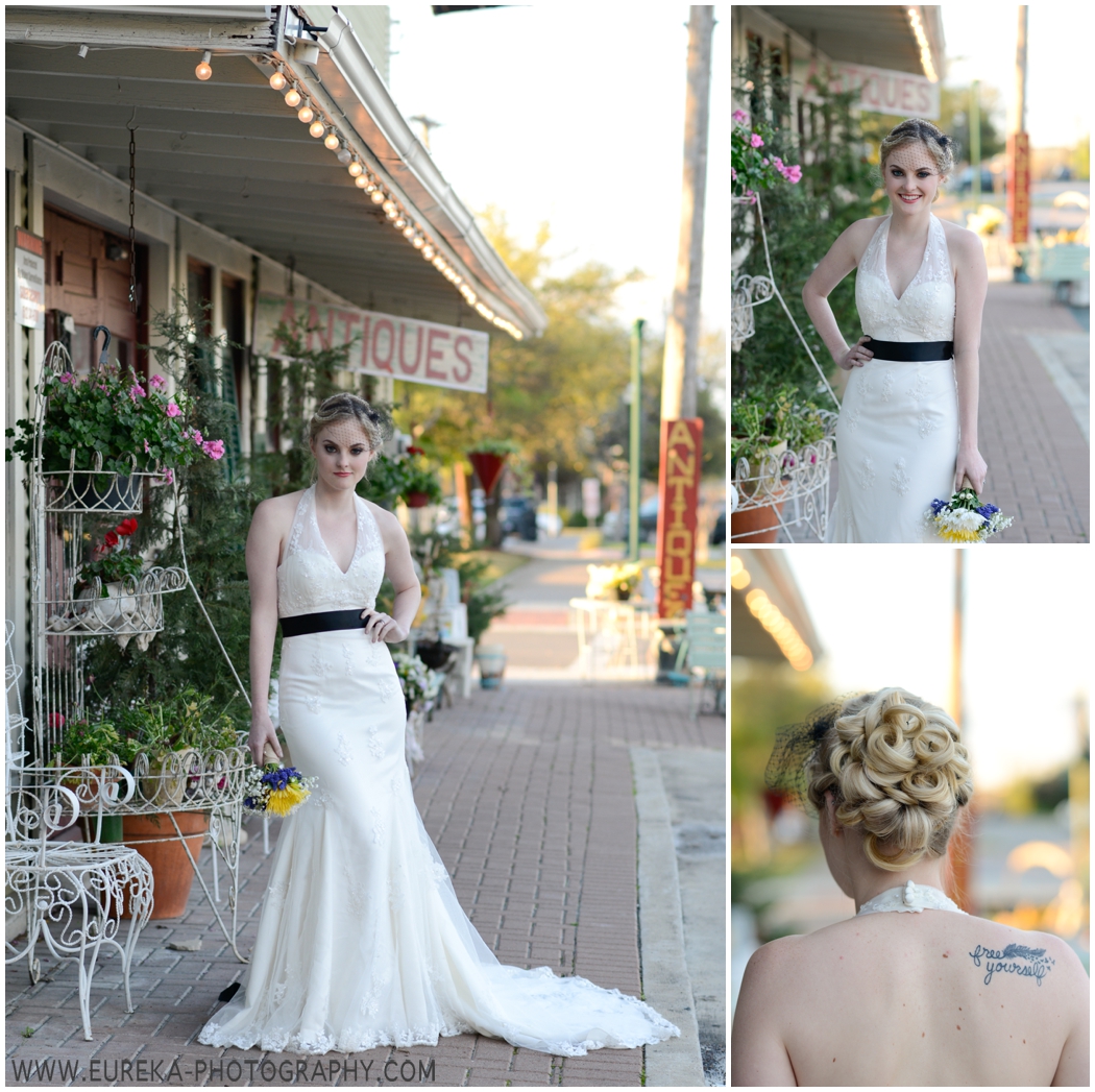 Bridal Portraits at Antique Store in Georgetown, Texas