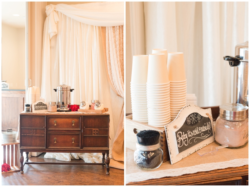 Hot Chocolate Bar at wedding cocktail hour 