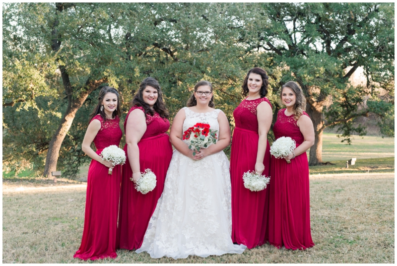 Red Wedding in winter at Cathedral Oaks in Belton, Texas