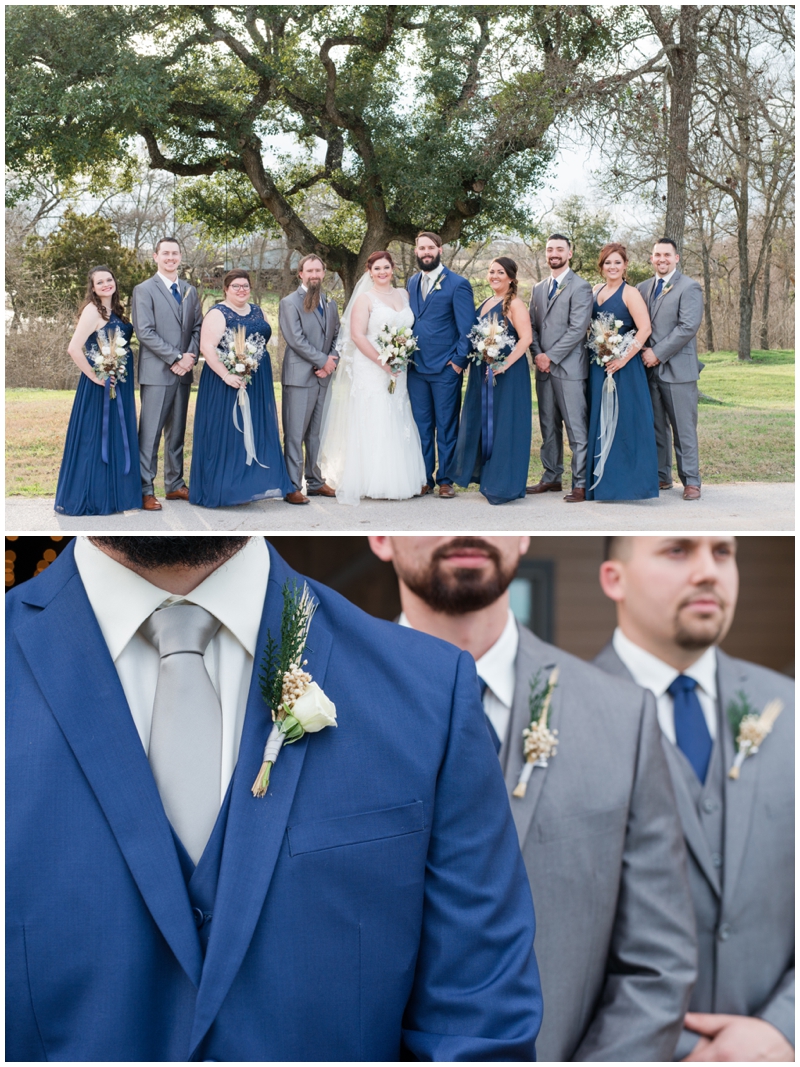 Navy Bridal Party at Lone Oak Barn Wedding 