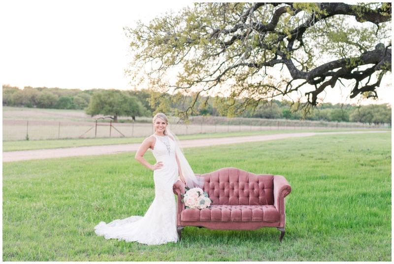 Bridal Portraits with pink sofa