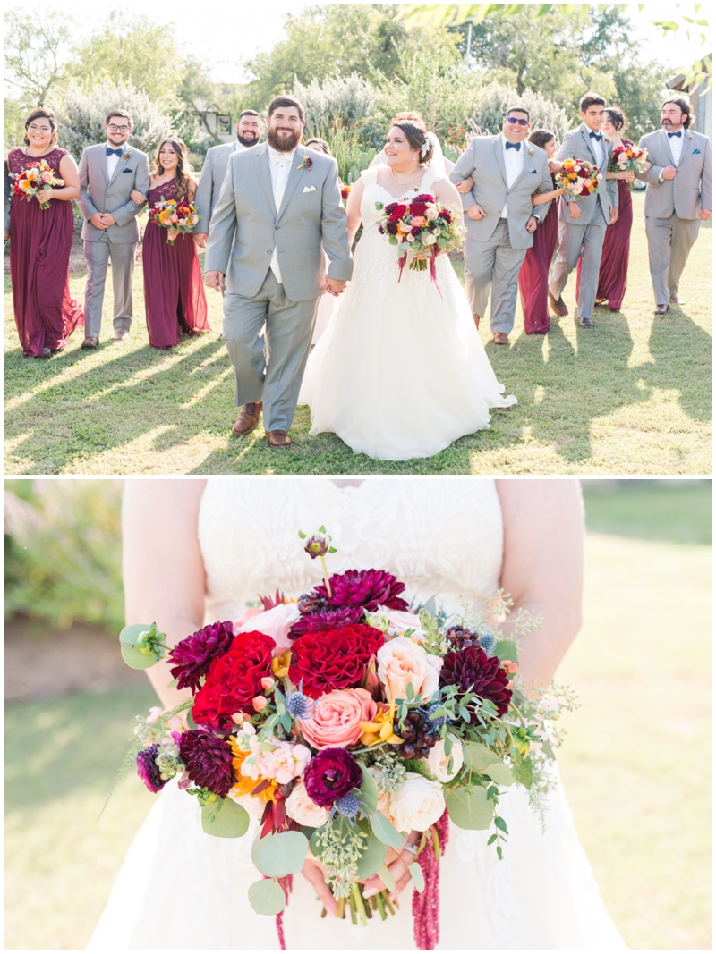 Fall wedding bouquet in blush and burgundy by Eden's Echo