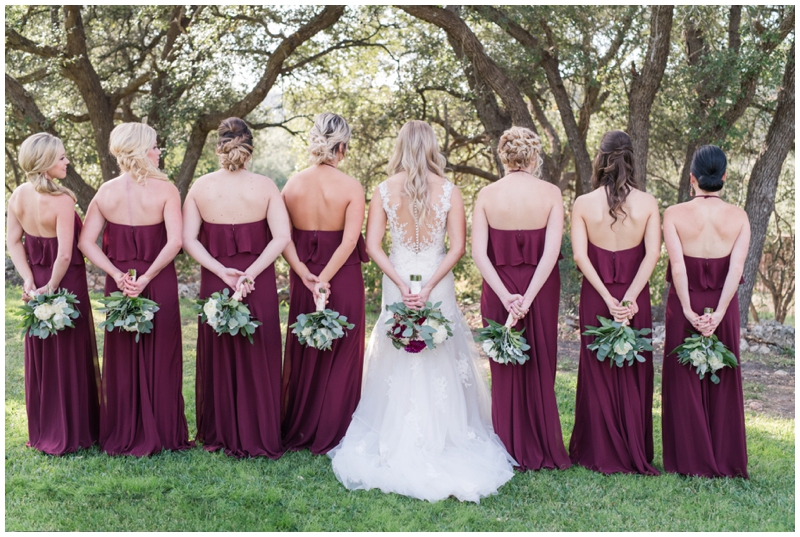 Wine colored bridesmaids dresses at The milestone georgetown 