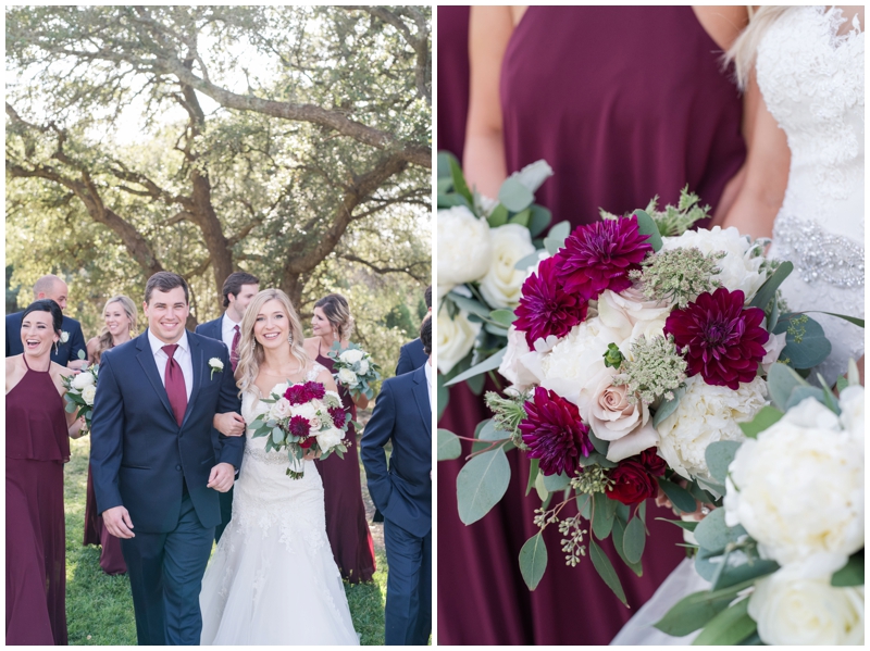 Burgundy and Blush bridesmaids bouquets by Bouquets of Austin 