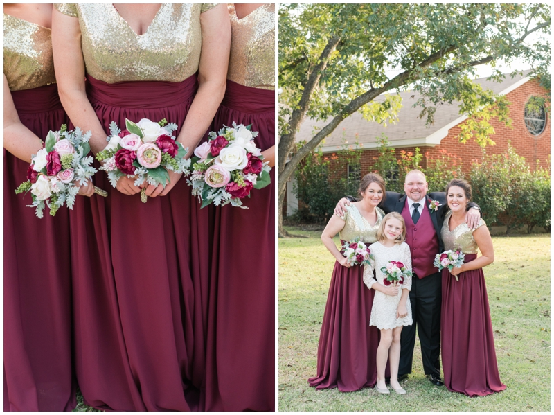 Maroon and Gold Bridal Party