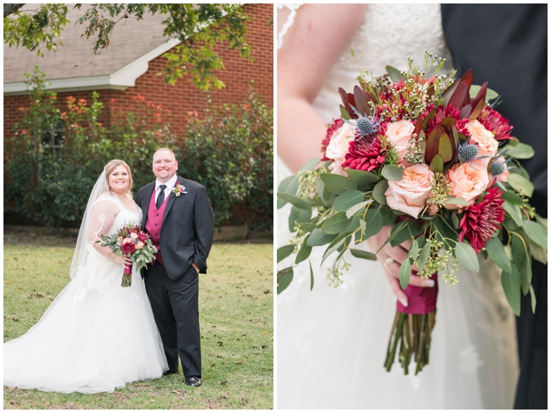 maroon wedding bouquet for fall brides