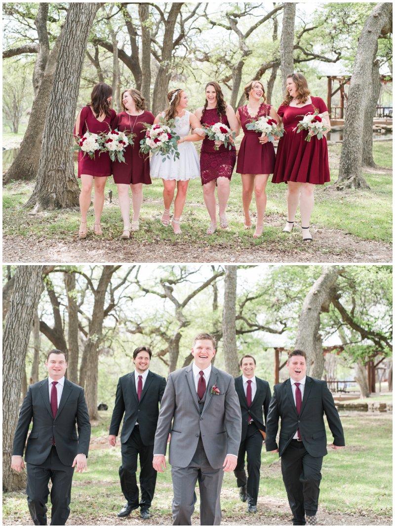 Maroon wedding party at Log Country Cove 