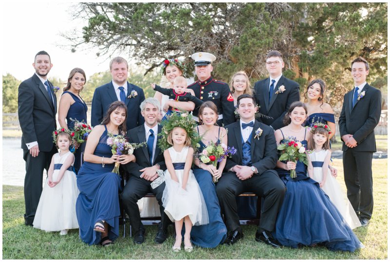 Navy wedding party at twisted ranch 