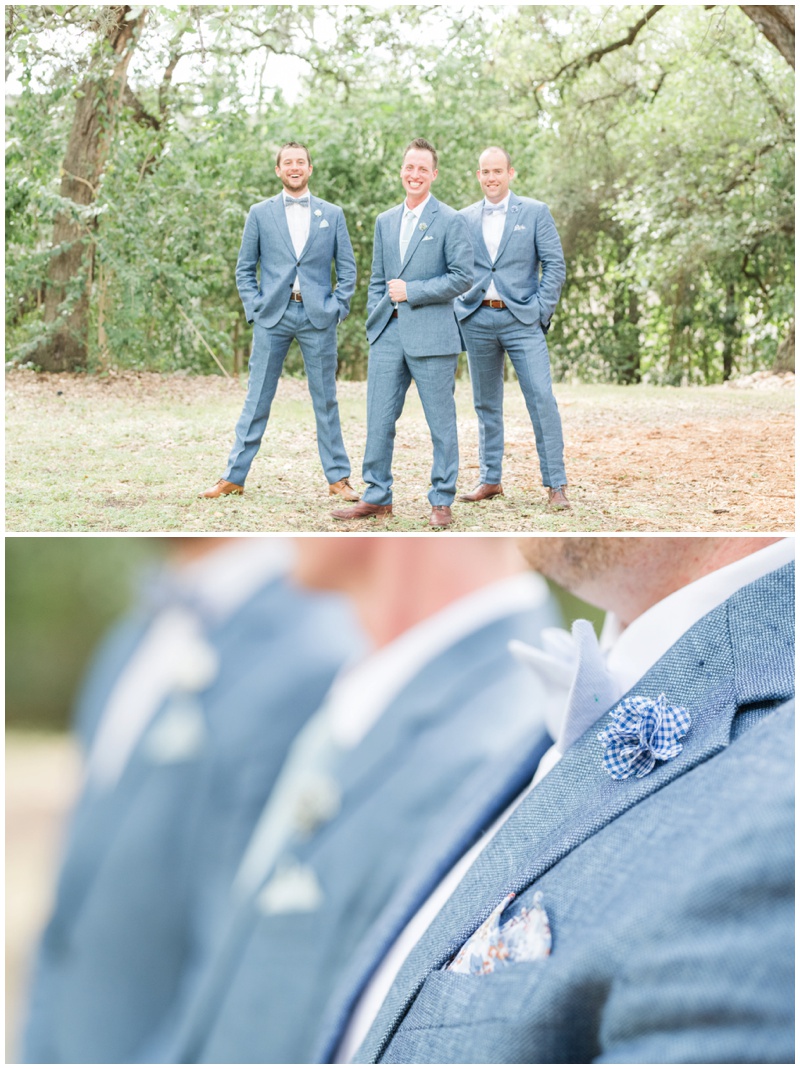 Groomsmen Portraits with pom pom boutonnieres 