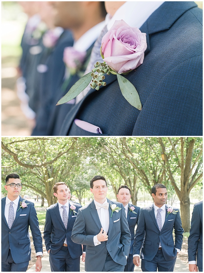 Dream Weddings Austin boutonnieres in lavender 