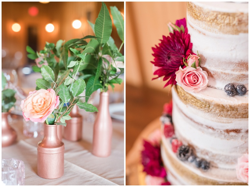 Naked Wedding Cake with Gold flecks by Classy Cakes by Lori