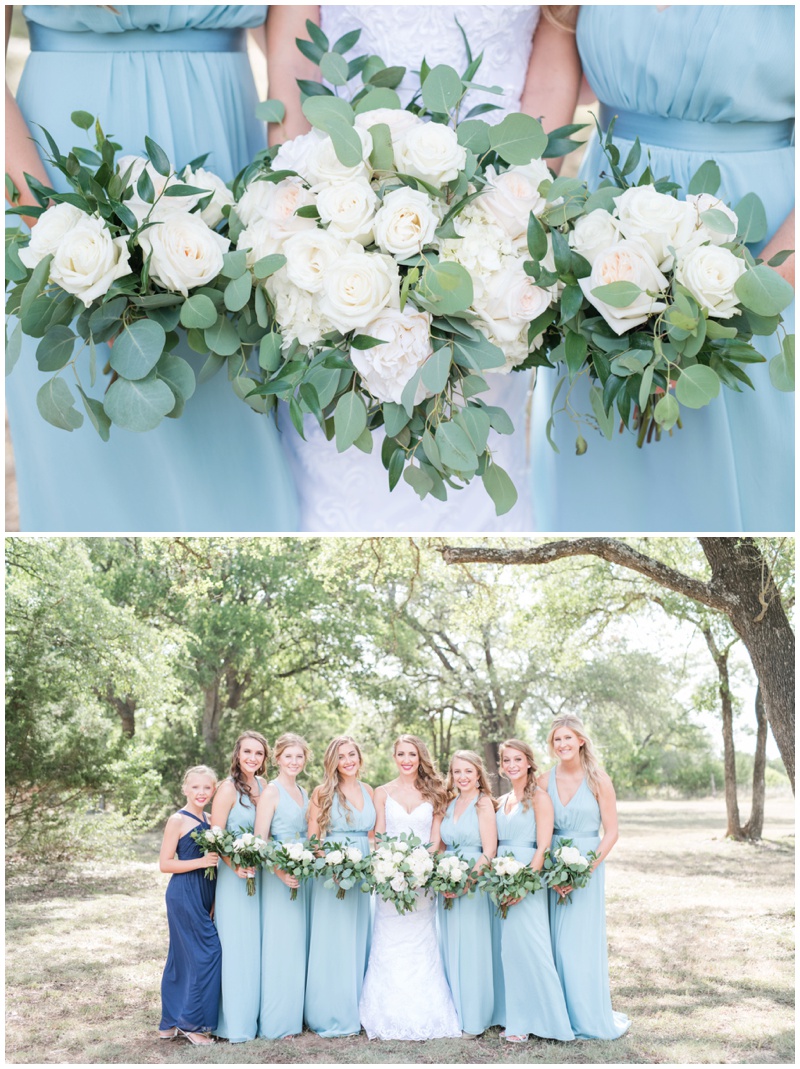 Fussy Chicks Bridesmaids bouquets in white and green