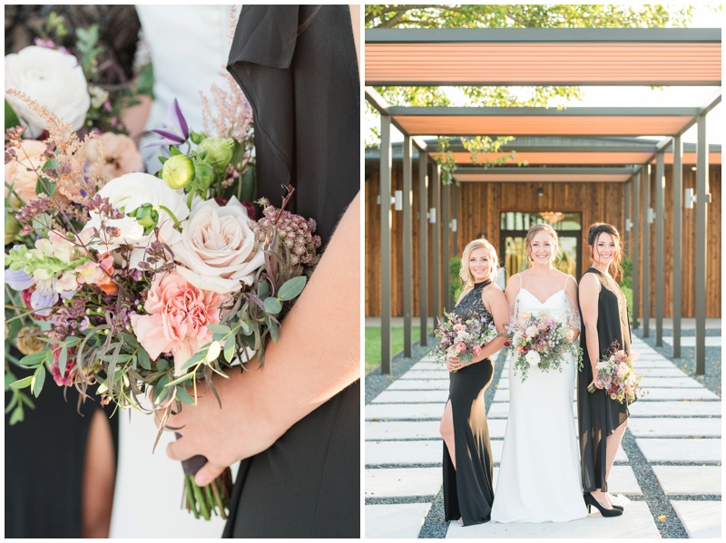 Bridesmaids in black at Celebrino Event Center Wedding in the Fall