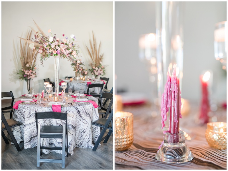 Halloween Wedding Theme with black and cranberry candles 