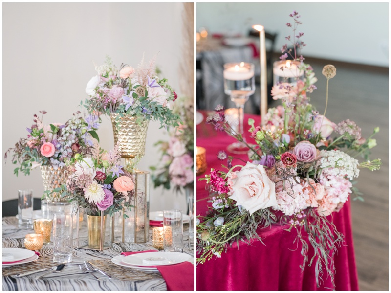 Romantic Wedding Reception in blush and gold at Celebrino Event Center in Georgetown Texas