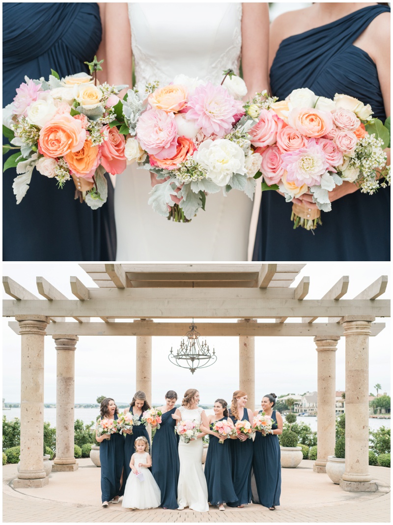 Blush and Navy Bridesmaids at Lilly Lawn Ceremony site of Horseshoe Bay Resort