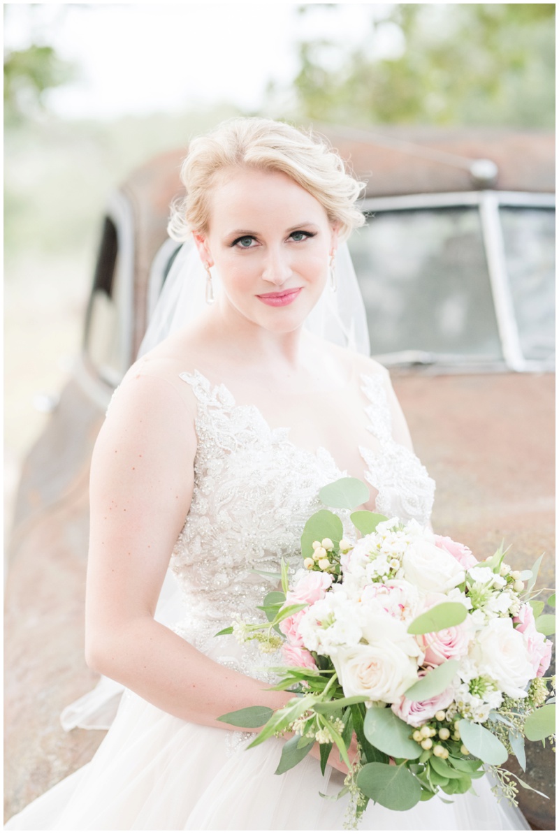 Bridal Portraits with old car at Vista West Ranch