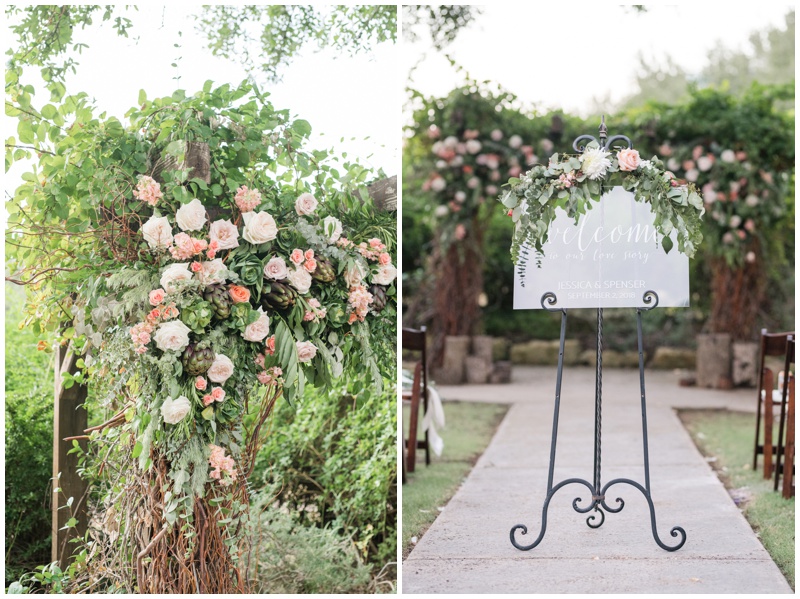 The Petal Pushers ceremony set up in blush and succulent garland at Vista West Ranch wedding