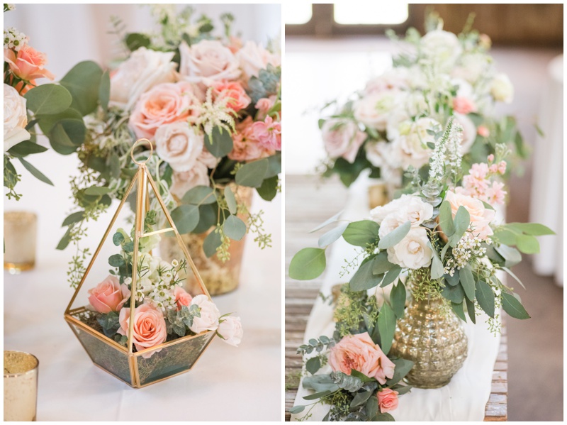 Gold and Blush reception details at Vista West Ranch Wedding