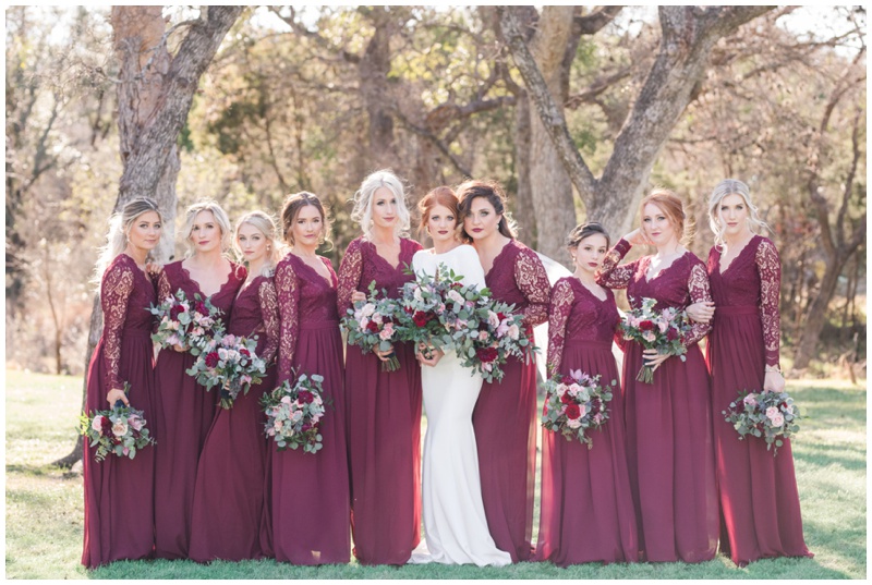 Lulu's bridesmaids dresses with sleeves in burgundy