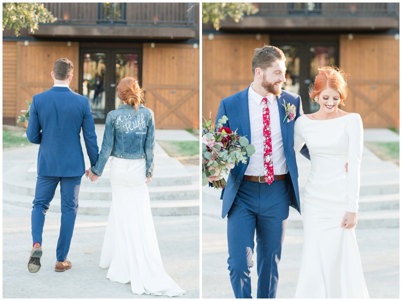 Denim Jacket on bride at winter wedding in January