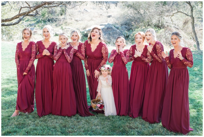 bridesmaids reaction to seeing bride for the first time on her wedding day