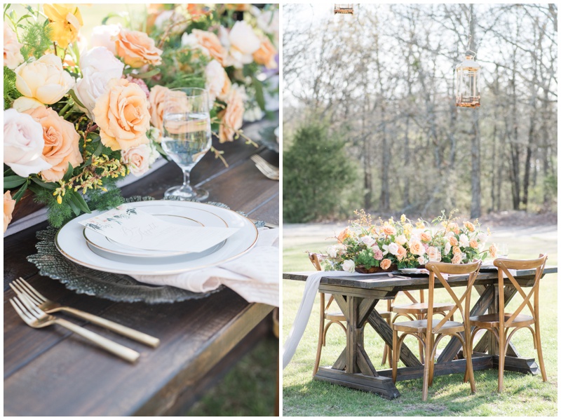 Rustic wedding with farm table at The White Sparrow Barn