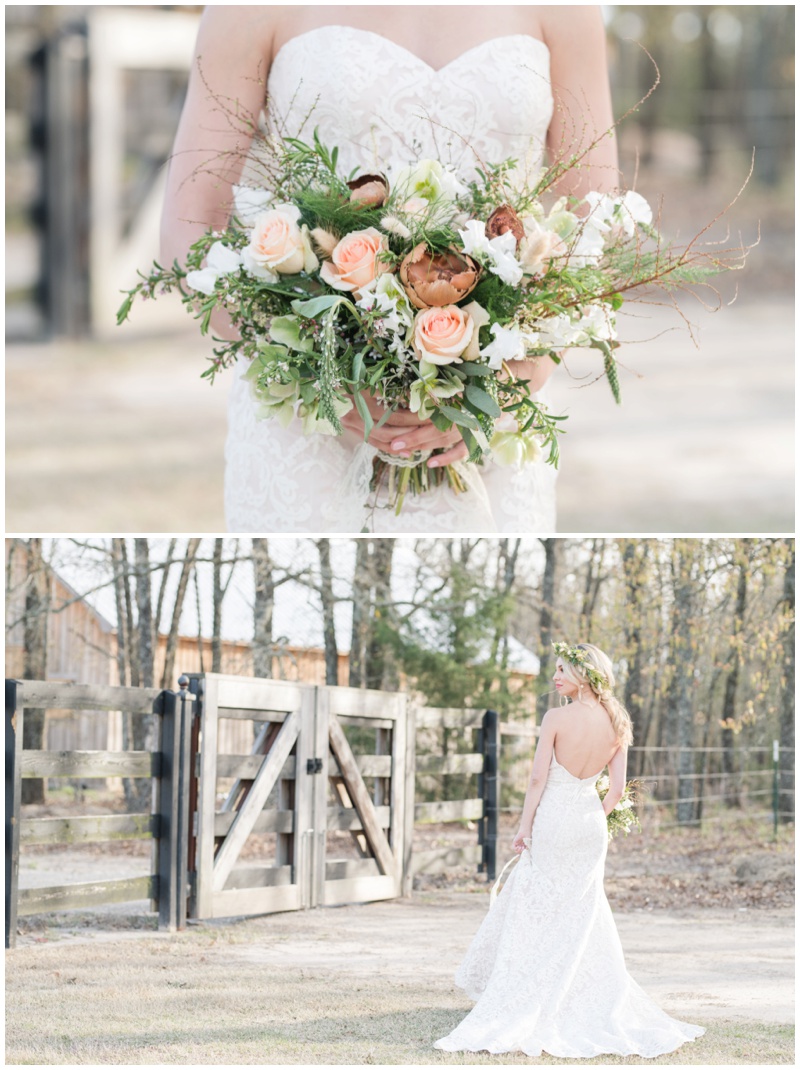 Rustic wedding bouquet for wedding at the White Sparrow Barn