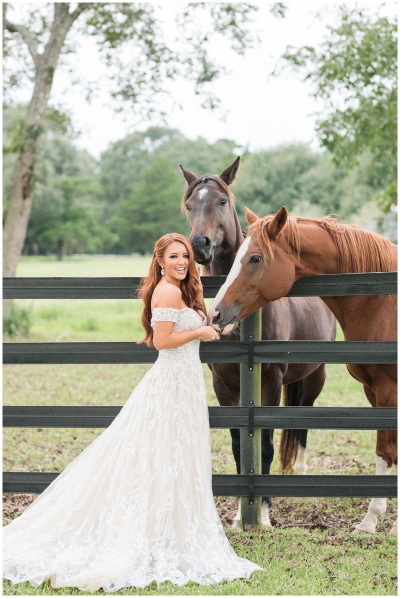 bridal portraits with horses in Houston Texas