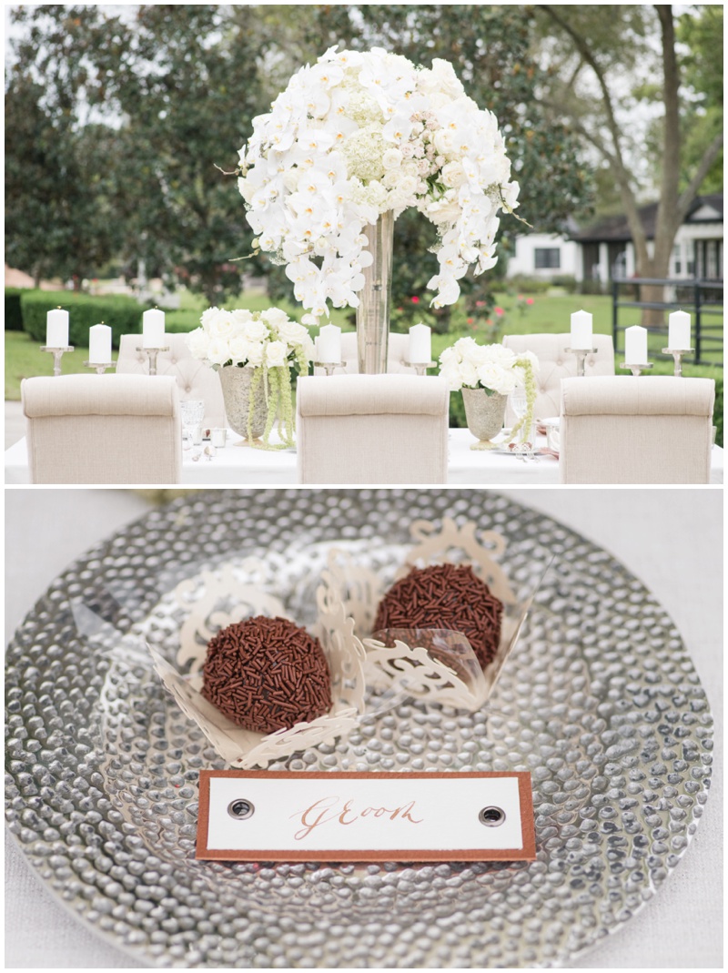 White Wedding Design for outside reception space in Tomball Texas