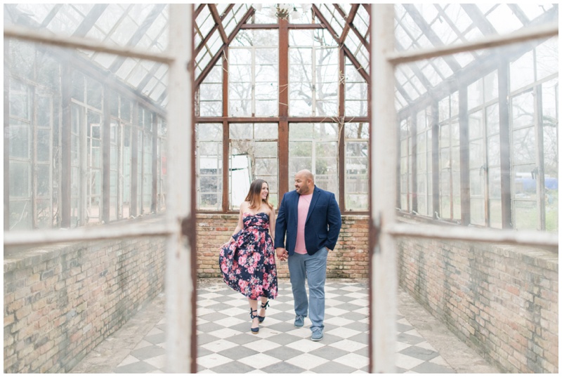 Sekrit Theater Engagement Session inside the Greenhouse