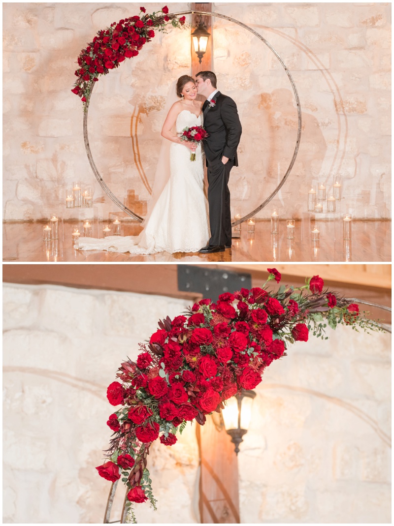 Valentine's Day Wedding at Texas Old Town with red roses and Candlelight 