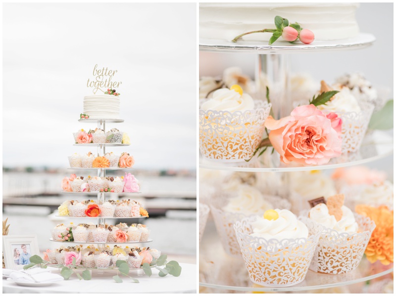 Pink and White cupcake display at Horseshoe Bay Resort Wedding