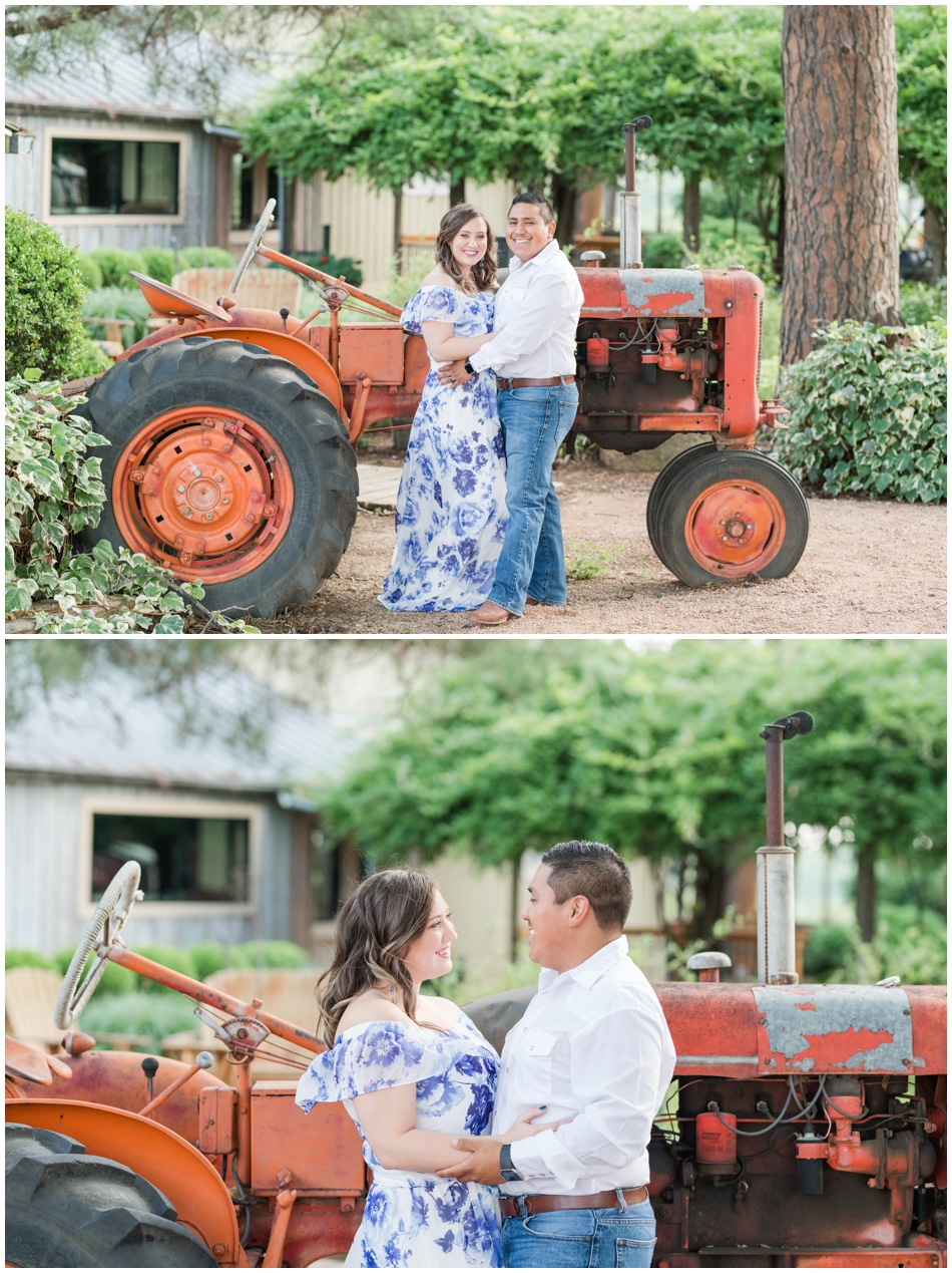 Engagement Photos with Vintage Tractor in Fredericksburg Texas