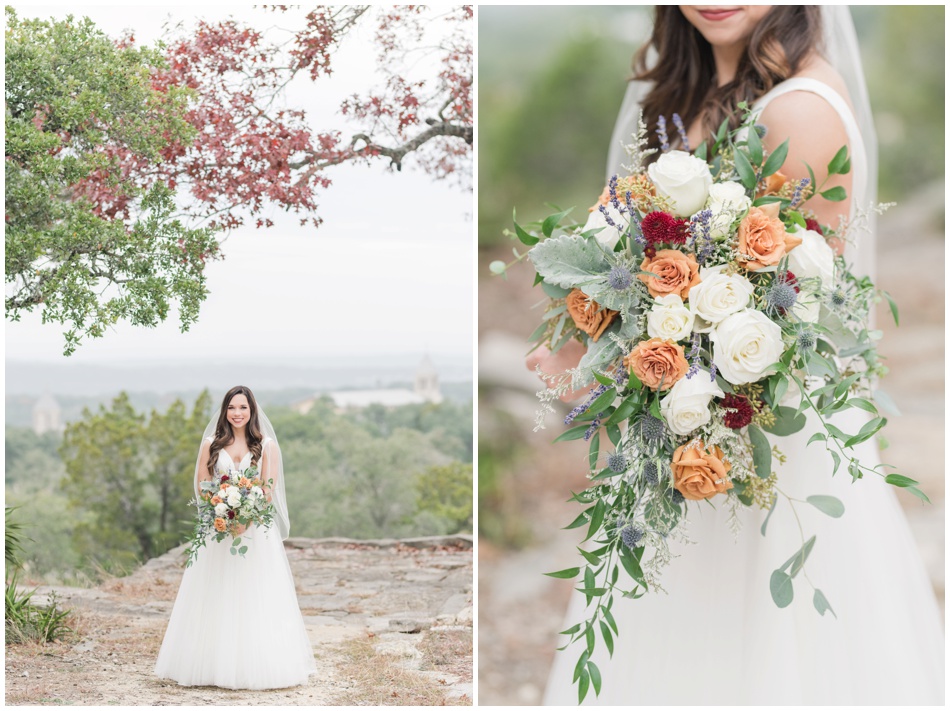 Bridal Portraits with two church steeples in the background