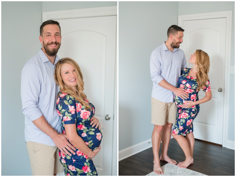 at home maternity photographer for expecting parents in Austin Texas