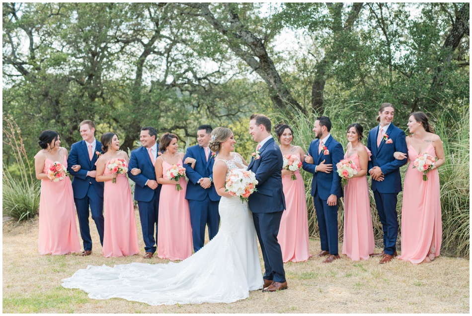 Navy and Pink Wedding Party at The Milestone in Georgetown Texas