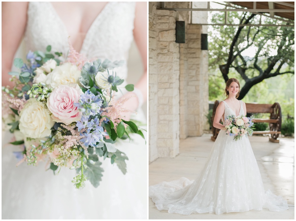 Wow Factor Floral Bridal Bouquet in blush and blue