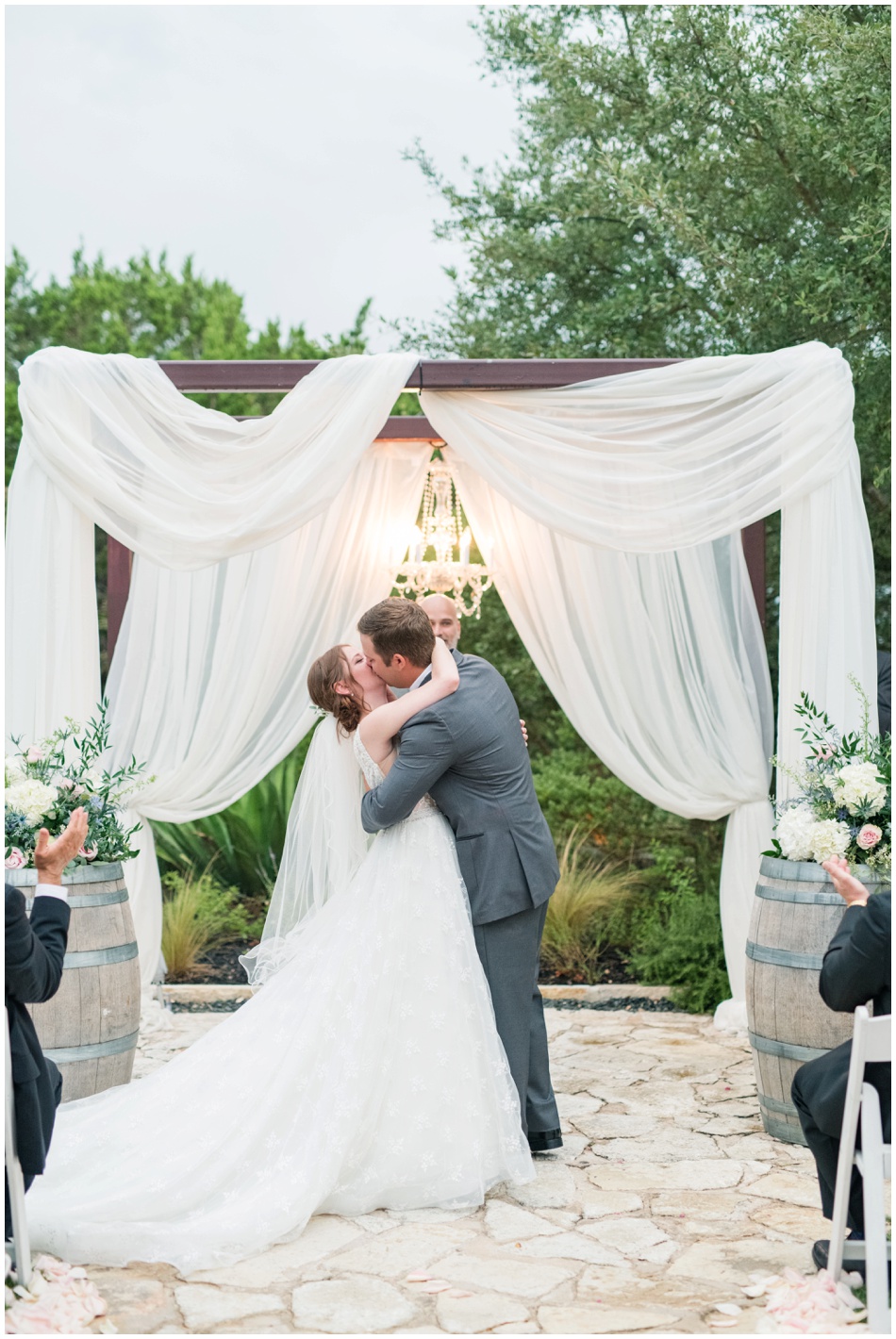 First Kiss at The Terrace Club wedding ceremony