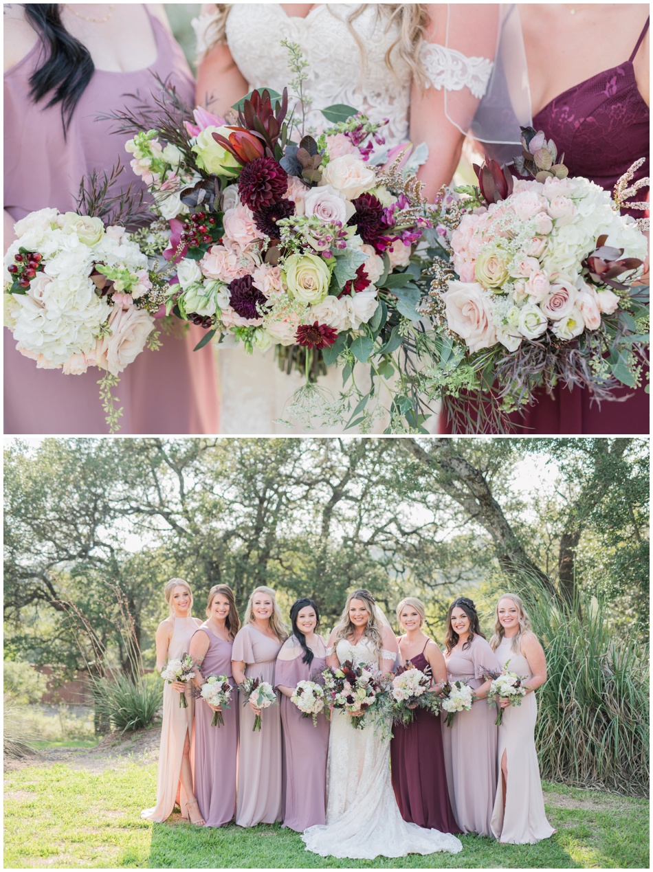 Lavender Bridesmaids dresses in various shades