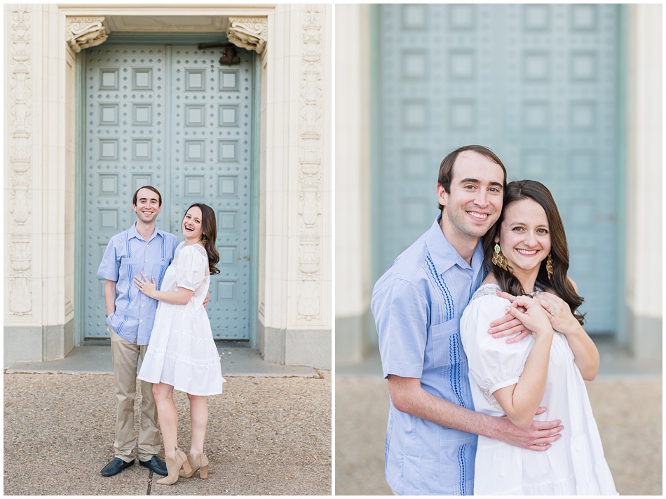 Engagement photos on the University of Texas campus in Austin
