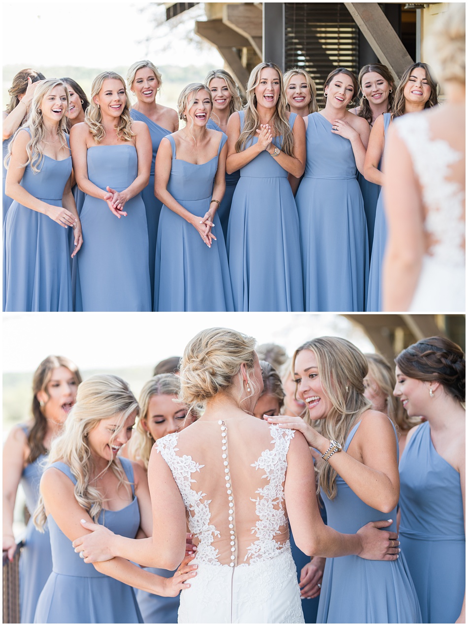 Bridesmaids reveal photo at The Lodge in Fredericksburg