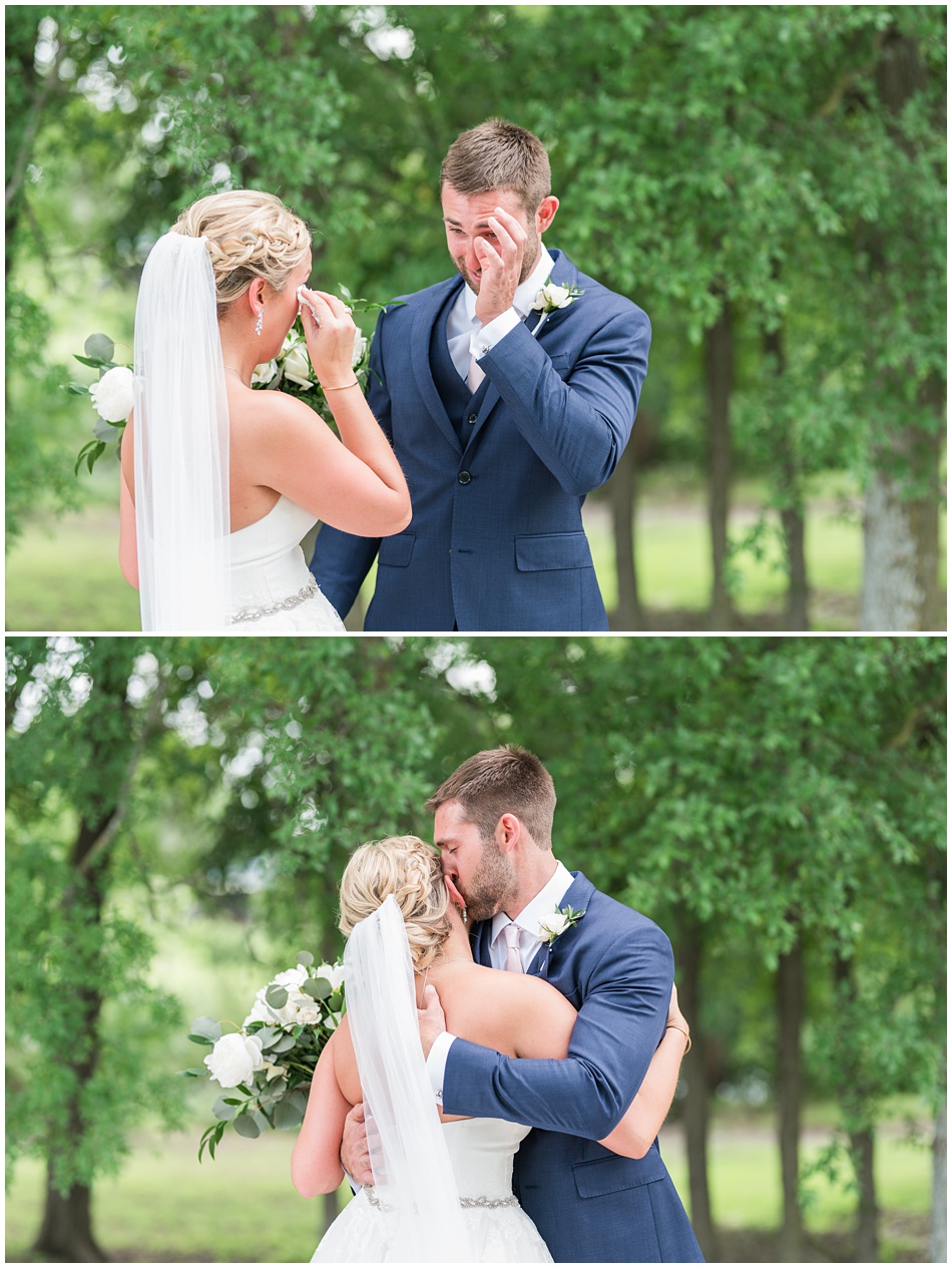 First Look Photos at Lone Oak Barn Wedding in Round Rock