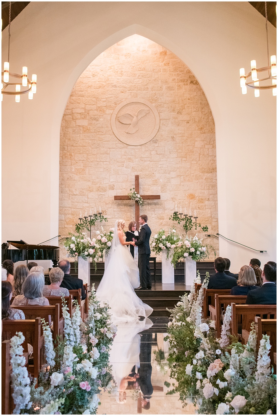 Smith Family Chapel Wedding with Mirror Aisle Runner