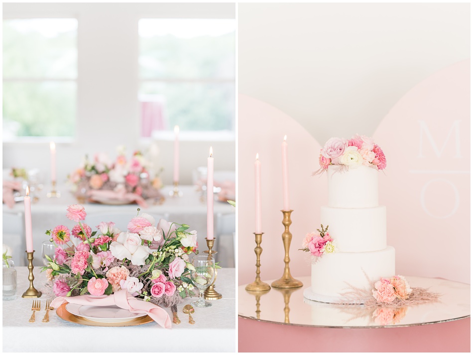 Wedding Cake in white and pink by All Sugar'd Up