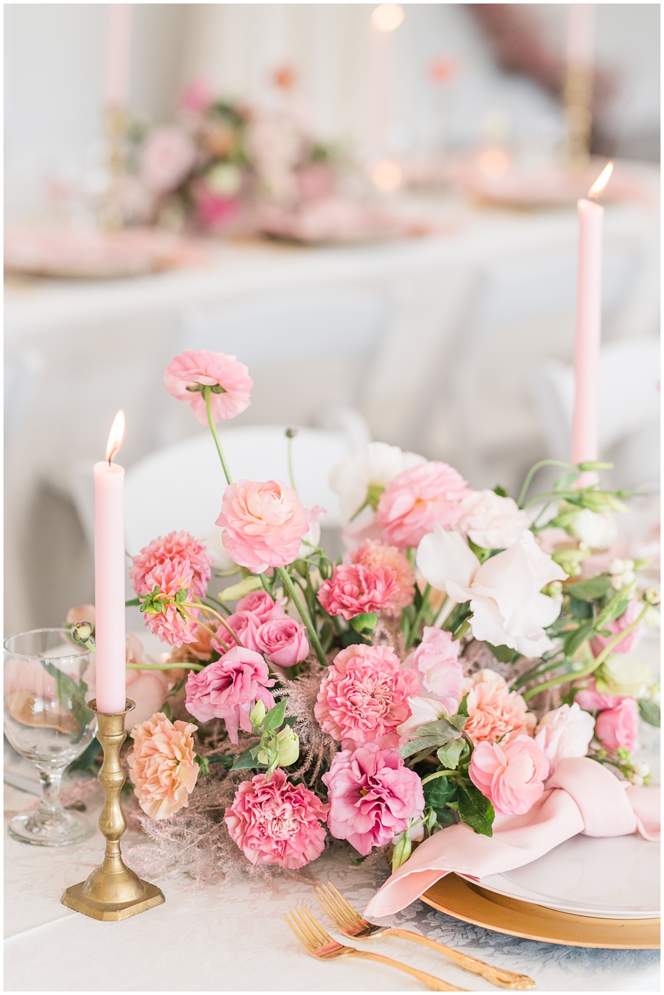 Pink and Gold Wedding Reception Details