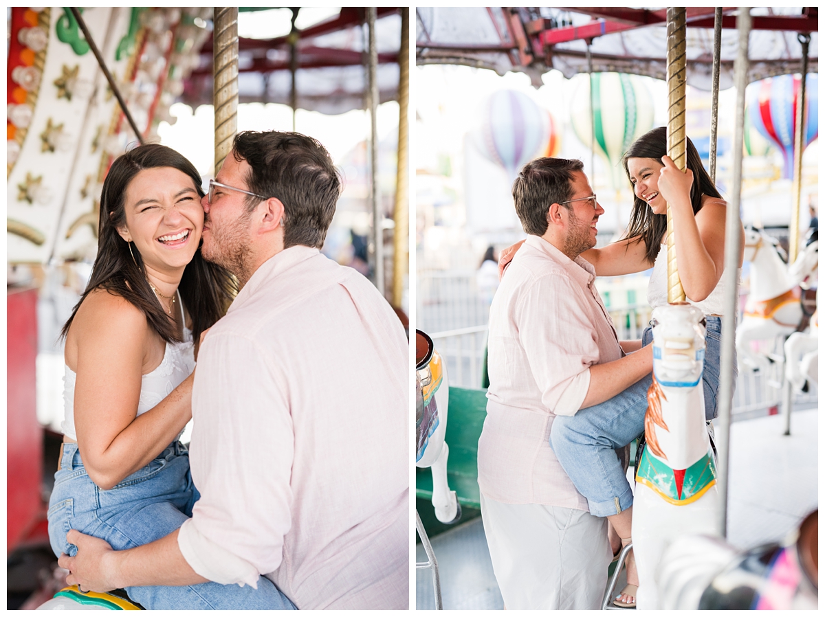Carousel Engagement Pictures at the Carnival in Austin Texas